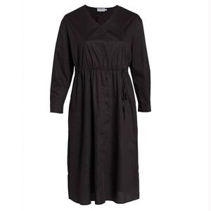 NEW NWT Harshman Nordstrom Belinda Midi Dress Sz L A Line Faux Wrap Cuff Sleeve